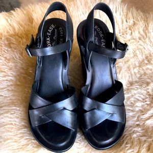 Kork Ease Ava Black Suede Platform Wedge Sandals